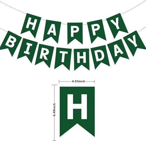 Image of Green Happy Birthday Banner, Paper Bunting Flag for Birthday Party Decor