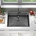 ATTOP 33 Inch Black Large Single Bowl Drop in Kitchen Sink,33x22 Inch Nano Black Stainless Steel Handmade Drop in Single Bowl Kitchen Sink
