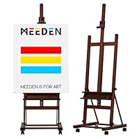 MEEDEN Wooden H-Frame Studio Easel, Artist Floor Easel with Large Storage  Tray, Solid Beech Wood Adjustable Tilting Art Easel, Professional Display