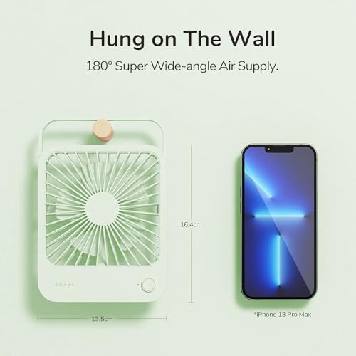 Image of JISULIFE Desk Fan Battery Rechargeable, 4500mAh 180Foldable Portable Personal Fan, 4 Speeds Adjustable Long Battery-life for Home Office Travel Outdoor Gifts for Women Men-Green