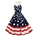 Amosfun Drapeau Américain Robe Vintage Étoiles Rayé Imprimé Jupe de Soirée Robes de Soirée Bal Balançoire Robe Vêtements pour Le Jour de L'indépendance (Taille M)