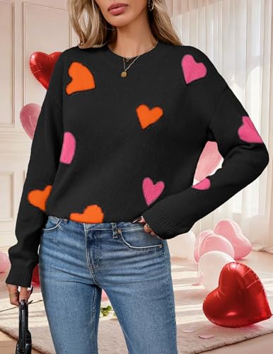 Image of Libsorge Womens Valentine Heart Sweater 2026 Valentines Day Trendy Cute Oversized Long Sleeve Pullover Sweaters