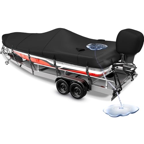 Fuprosico Boat Cover 16-18 ft, 1200D Bass Boat Cover, Heavy Duty Waterproof Boat Covers with Motor...