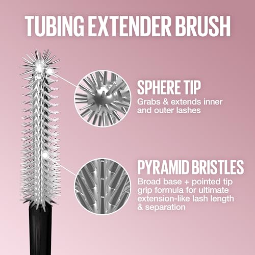Image of Maybelline Lash Sensational Sky Tubes Tubing Mascara, Extension-Like Lengthening Mascara, 24HR Eye Makeup with Shea Butter & Castor Oil, Very Black, 1 Count
