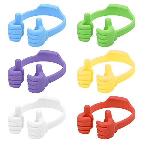 WOKICOR Support de Téléphone Portable, 6 Pièces Pouce Haut Support de Téléphone Portable, Support de Tablette en Silicone Flexible Réglable Universel pour Smartphone de Bureau (6 Couleur) Cover