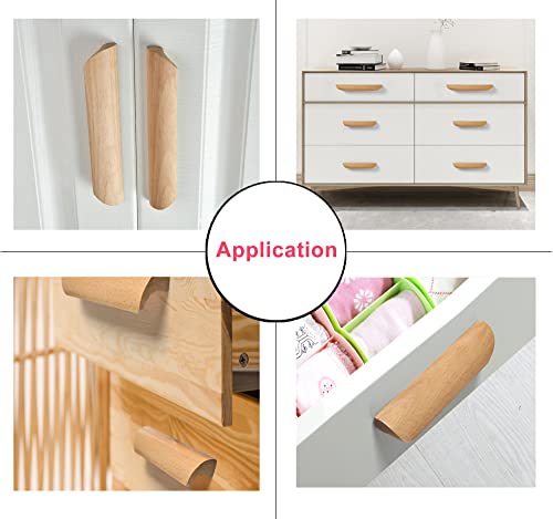 Binifimux 5” Wood Pulls, Wood Handles, Drawer Pulls, Wardrobe Pulls, 4-Pack, For Cabinet Door Cupboard #TOP5