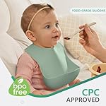 Cuddle Campus Set of 3 Silicone Bibs for Babies & Toddlers,Soft Adjustable Bibs with Pocket Food Catcher for Baby Girl,Boy - Image 2