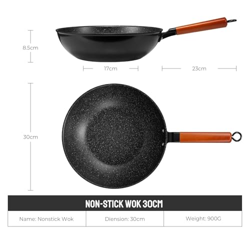 Wok Pan Inducción Antiadherente 30 cm con mango madera miniatura 4