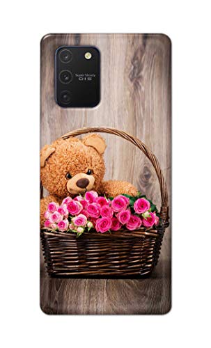 Image of PRINTFIDAA Roses and Teddy Bear in The Wicker Hard Back Cover for Samsung Galaxy Note 10 Lite /Samsung A81 / SM-N770F / DS Back Cover -(P6) KAT1004