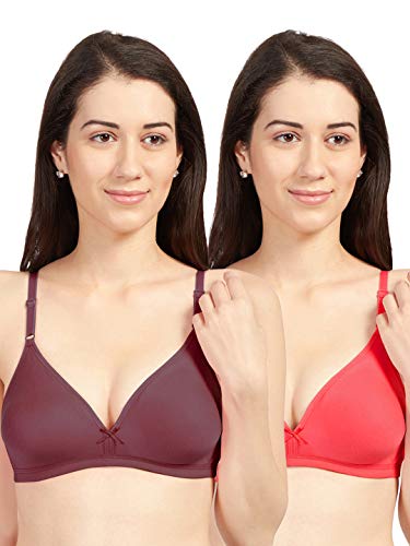 Image of SONARI Omania Womens Non-Padded Cotton Polyester Bras - Solid, Non-Wired, Medium Coverage, Hand Washable (Pack of 2)