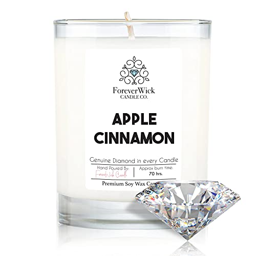 Apple Cinnamon Surprise Candle With Diamond Inside | Foreverwick Candles | Scented Soy Candles Gifts For Women Aromatherapy Candle Wax | Romance Candles All-Natural Organic Soy Candle 14Oz | 70H #TOP28