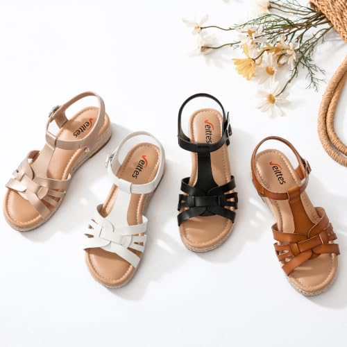 Image of Veittes Women's Casual Casual Cross Strap Flat Slide Sandals