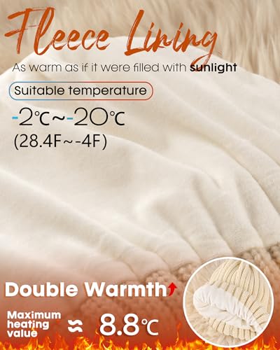 FURTALK Winter Warm Beanie Knit Hat Touchscreen Gloves Scarf Set Soft Fleece Lined Double Layer Skull Cap Gifts for Women2