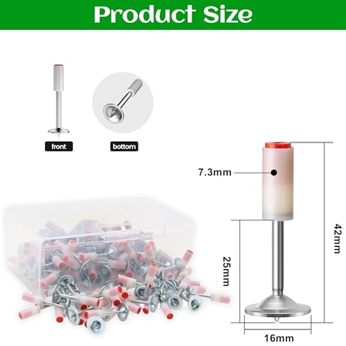 Image of Magnova Pack of 100 Nails for Manual Steel Nail Gun Tool with Storage Box 7.3mm Round nail wall fastening tool for Cement Concrete Wall,Wood,Ceiling,Steel Nail Wall Fixing Tool Rivet (100)
