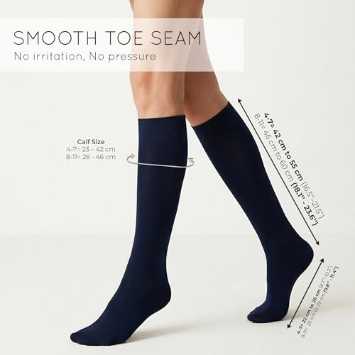 Image of Mysocks Knee High Socks for Women Men Combed Cotton Seamless Toe Tall Long High Socks