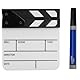 EBTOOLS Acryl Film Clap Board, Regisseur Szene Clapperboard TV Film Action Board Film schneiden Prop mit Stift, 5,9 * 6,5 * 1 Zoll(Weiß schwarz)