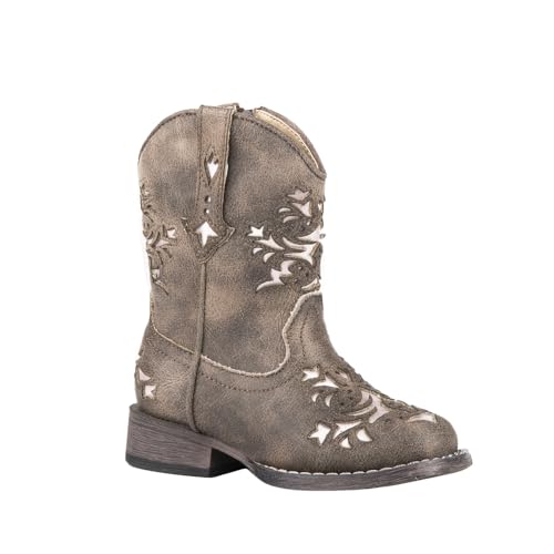 ROPER Toddler Girls Lola Tooled Inlay Square Toe Casual Boots Mid Calf - Brown, Pink - Size 5 M