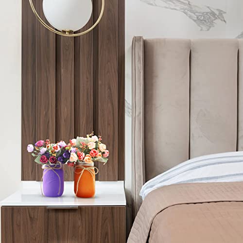通用 Mason Jar Decorations-Purple Orange Mason Jar Farmhouse Wall Décor Table Center Décor Home Wall Décor Mason Jar Decorative Flower Decoration–4Pc (Without Led), 30Lx2Wx9H #TOP2