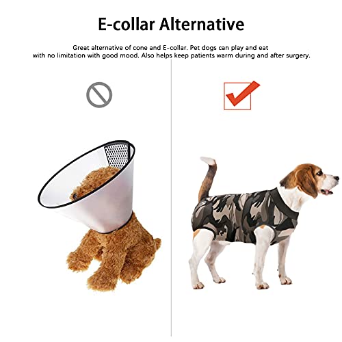 Ouuonno Recovery Suit For Dogs,Dog Surgical Recovery Suit For Female Male Abdominal Wounds Spay Or Skin Diseases,Cone E-Collars Alternatives, Anti-Licking Pet Vest Post Surgery(S, Camouflage) #TOP4