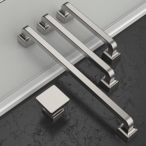 Image of Asidrama 10 Pack 3.75 Inch(96mm) Brushed Satin Nickel Kitchen Cabinet Handles, Cabinet Pulls Kitchen Cabinet Hardware for Cupboard Drawer Pulls