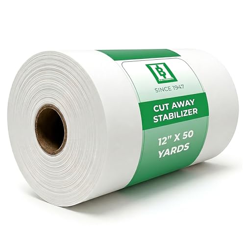 HBI Cut Away Embroidery Stabilizer Roll 12 x 50 Yards Cut Away Stabilizer for Machine Embroidery Embroidery Stabilizer Stabilizer for Embroidery Machines 2.5 oz Embroidery Backing