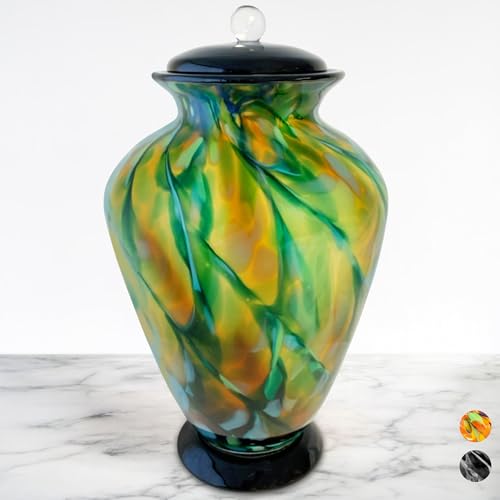 Everlight Memorials Hand Blown Glass Urn Green