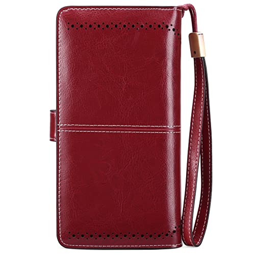 SENDEFN Wallets for Women Leather Credit Card Holder with RFID Blocking Large Capacity Wristlet | with RFID Blocking, Large Capacity, Wristlet, with RFID Blocking, Large Capacity, Wristlet