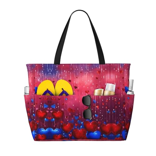 Sac à bandoulière imprimé cœur abstrait | Grand format noir au charme unique