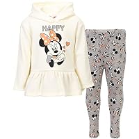 Disney Minnie Mouse Mickey Mouse Pullover Fleece Hoodie and Leggings Outfit Set Infant to Big Kid, Oatmeal Heather, 6 Years