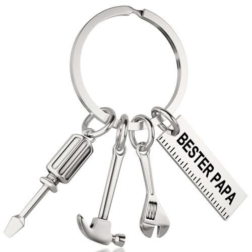 LILABIENE® Melhor pai porta-chaves dia do pai ferramenta presente pai artesão ideias de presentes, prata, tamanho único, Prata