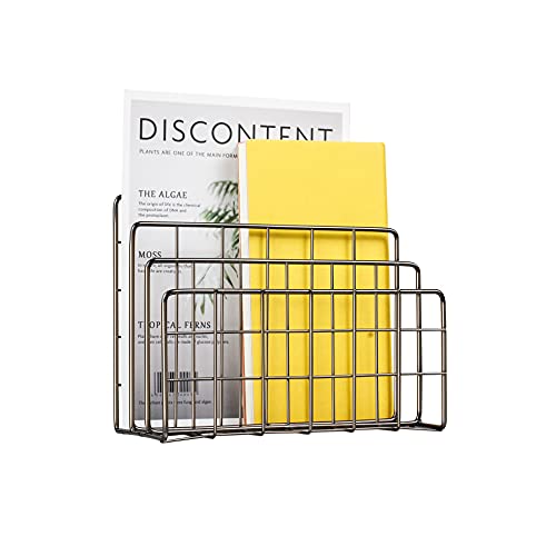 YiePhiot Schreibtisch-Brief-Organizer aus Eisen, praktischer Briefsortierer, robust für jedes Zuhause oder Büro, Postkarten, Broschüren, Organizer, Aktensortierer (17,8 cm, 8,3 cm, 14 cm, dunkelgrau) Cover