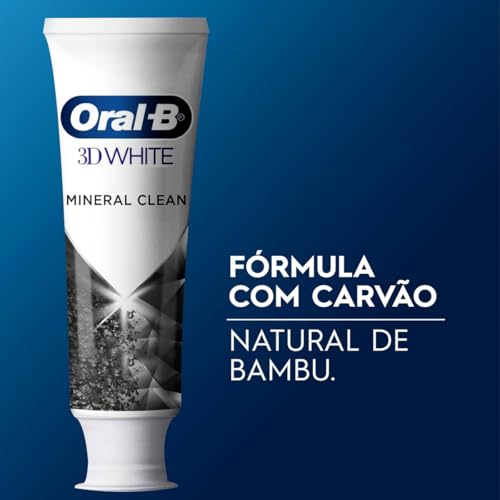 Oral B Pasta de Dente 3D White Mineral Clean com Carvão de Bambu, Fórmula de Carvão Natural, Com Flú