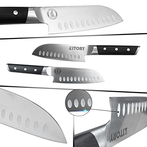 Kitory 8 Inch Chef Knife Mtd06 + 5.5 Inch Santoku Knife Mtd04 - Ergonomic Pakkawood Handle-Gift Box - Metadrop Series #TOP5