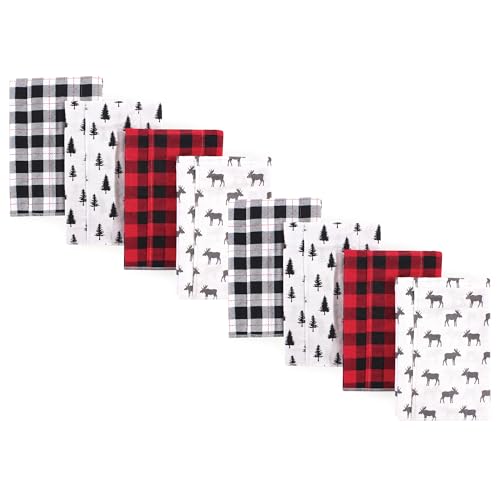 Image of Hudson Baby Cotton Poly Flannel Burp Cloths Multipack, Moose 8-Pack, One Size