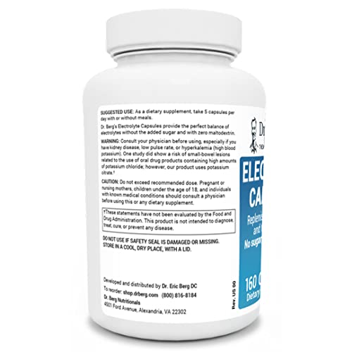 Dr. Berg's Electrolyte Capsules - Electrolyte Supplements For Supporting Energy, Endurance, And Hydration - Salt Pills And Electrolyte Tablets - Sugar Free, No Maltodextrin, Keto Friendly - 160 Caps #TOP2