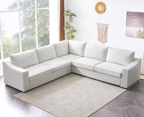 ELUCHANG Convertible Sectional, L-Shaped Couch with Extra Deep Seats, Natural