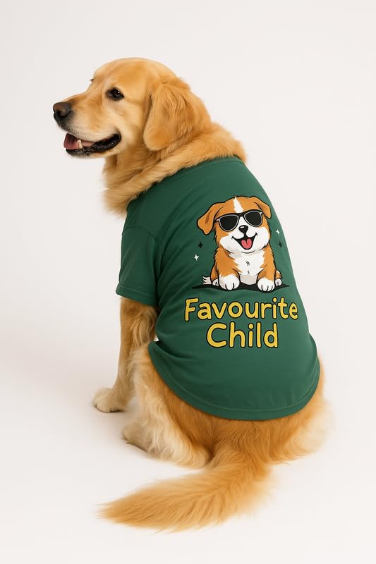 Cotton Dog T-Shirt | Stylish Cotton Tee for Large Dogs Including Lean Labrador Golden Retriever German Shepherd Rottweiler Husky Chow Chow Comfortable Everyday Wear (Green, 4XL)-image-14