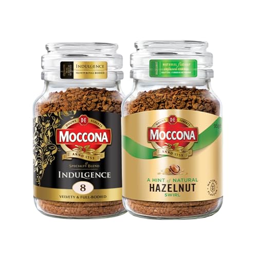 Image of Moccona Indulgence + Hazelnut Instant Coffee - 195g (Pack of 2)| Imported Coffee | Premium Arabica & Robusta Blend | Freeze-Dried | Bold & Strong Flavor