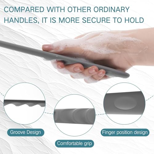 Image of Silicone Bath Brush with Long Handle - Soft Bristles Back Scrubber for Shower | Body Massage - Exfoliating Dirt Removal Brush for Men | Women (LONG BRUSH 2 SET)