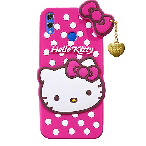Image of Unirock Hello Kitty Back Case Cover for Honor 8X| 3D Cute Hello Kitty Case |Soft Silicone Rubber Back Cover with Pendant Kitty Cover for Honor 8X (Pink)