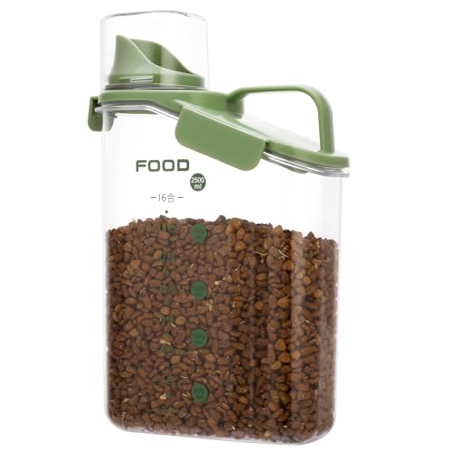 Zuimei Dog Food Storage Container, 2.8L Portable Pet Food Container Cat Food Storage Airtight Food Storage Bin with Lid & Measuring Cup for Cats Dogs Outdoor Travel(Green)