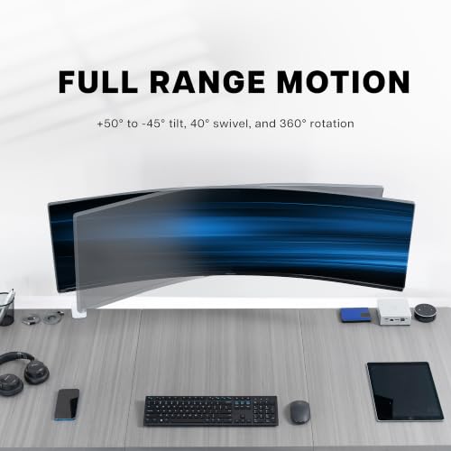 Image of VIVO Single Ultrawide Heavy Duty Monitor Mount Wall Bracket, Height Adjustable up to 6.3 inch, Screens up to 49 inch with Max VESA 75x75mm and 100x100mm, Black, MOUNT-VW49A