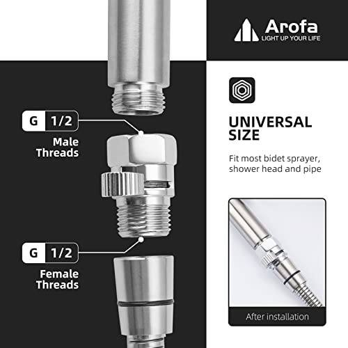 Water Flow Control Valve, Arofa Shower Head Shut Off Valve Solid Brass G1/2 Flow Pressure Regulator (Female And Male) Shower Shut Off Valve For Handheld Shower, Bidet Sprayer, Chrome #TOP4