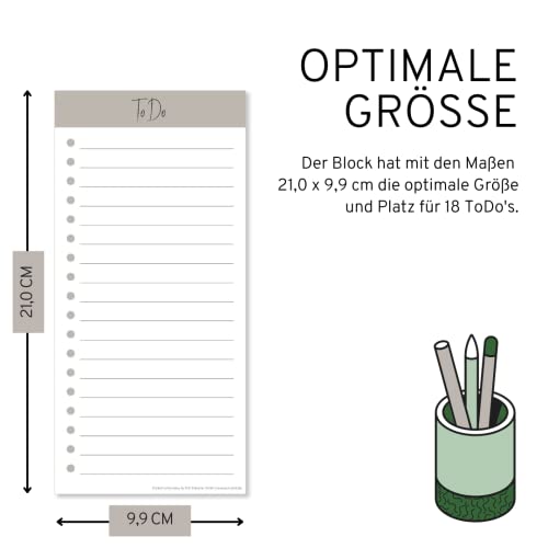 PuK To Do Block 50 Blatt zum Abreißen | 21 x 9,9 cm | wahlweise magnetisch | ToDo-Listen zum Abhaken | Schlichter Planer für Alltag oder Büro | Notizblock, Tagesplaner