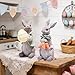 Hodao Easter Bunny Decorations Spring Home Decor Bunny Figurines Gifts (Easter Gray Rabbit 2pcs)