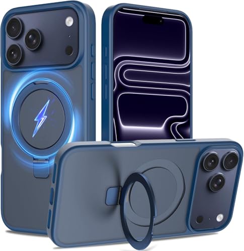 Image of iPhone 17 Pro Magsafe Stand Case | Matte Design & 360 Protection | Military-Grade Apple iPhone 17 Pro Cover | Ultra Premium - Blue
