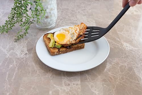 Fox Run Nylon Slotted Spatula With Beveled and Ridged Edge, Black, 12.5"