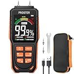 Proster Rechargeable Damp Meter for Walls with Tri-Colour Bar Chart Display – Wall Moisture Meters with Visual & Sound Alerts, Damp Detector for Timber, Walls, Cement, and Building Materials