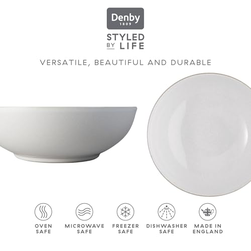Denby - Elements Stone White Coupe Cereal Bowls Set of 6 - Dishwasher Microwave Safe - Scratch Chip Resistant - Ceramic Stoneware Soup Bowls Tableware - Thumbnail 3