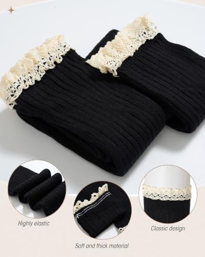 Image of Syhood Cotton Women thigh high socks with Lace Trim over the knee High Socks Boutique Lace Tall Boot Stockings for Women